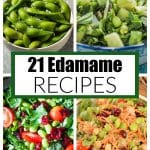 Bowl of edamame, edamame salad, and stir fry.