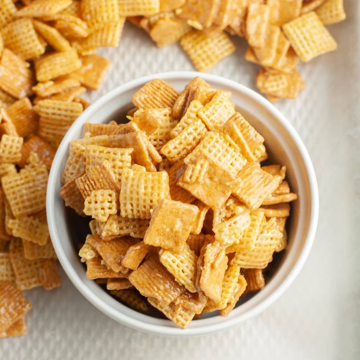 Bowl of chex mix. 
