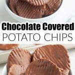 Chocolate covered potato chips in a bowl