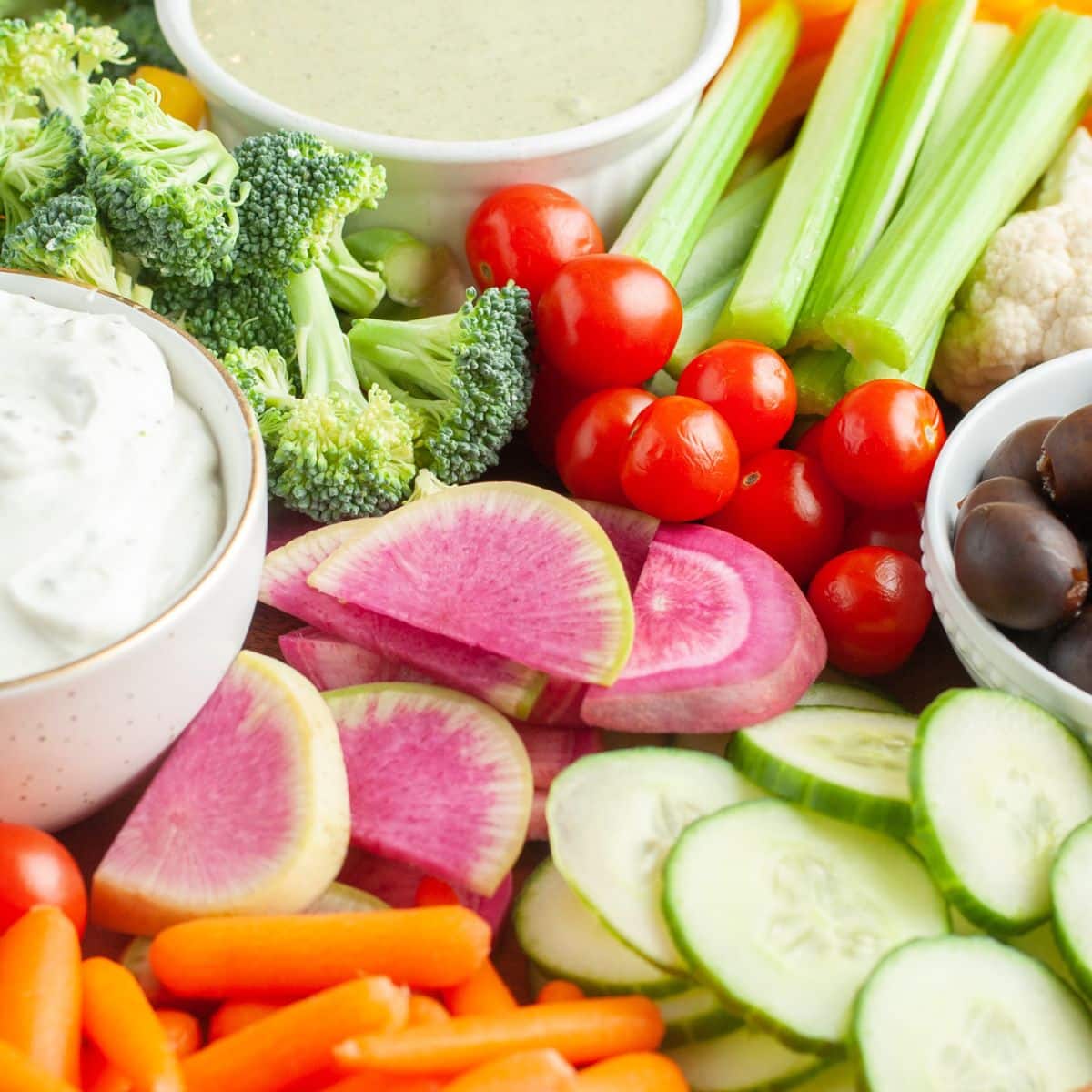 Diced vegetables on a tray.