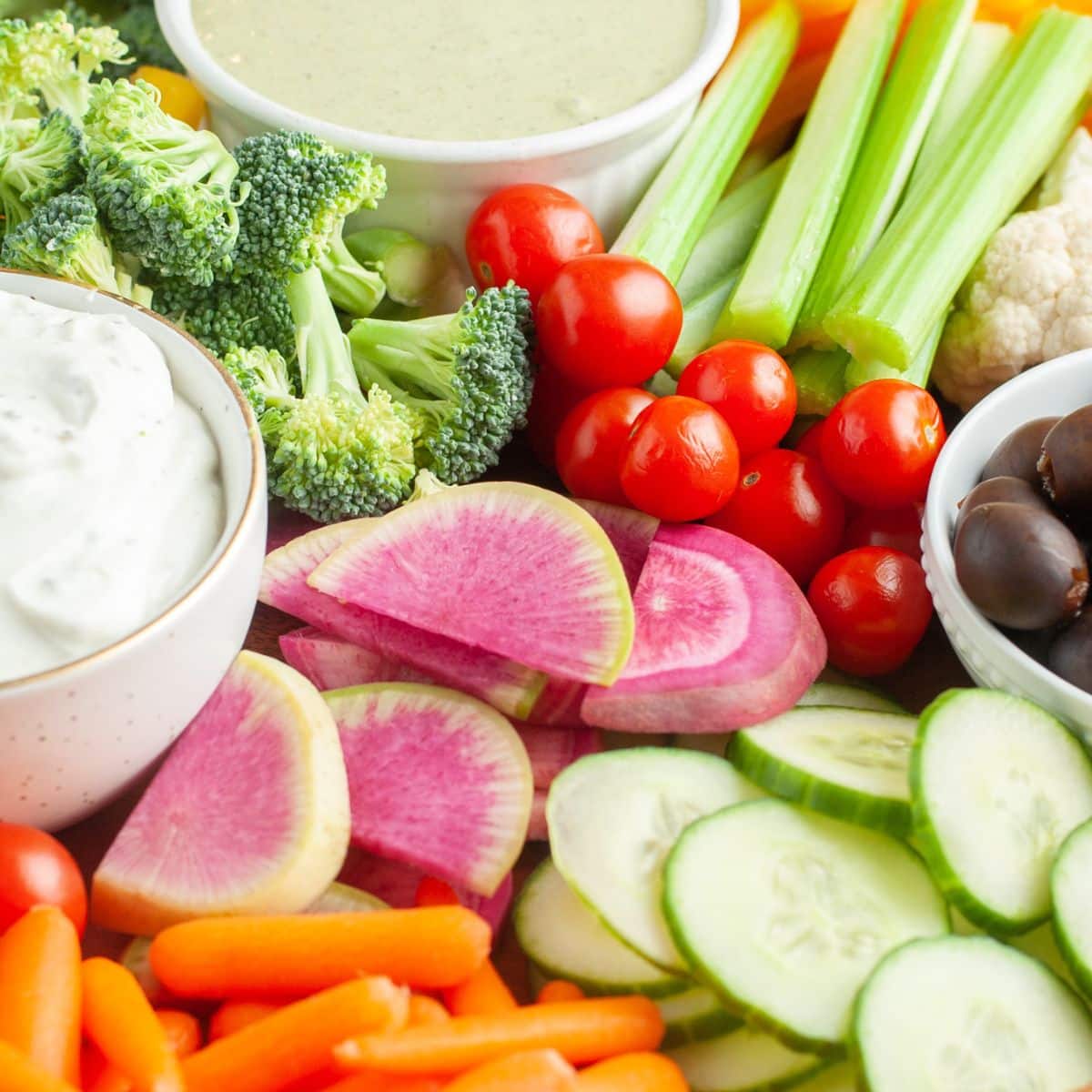 Diced vegetables on a tray. 