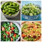 Edamame in a bowl, edamame salad, and edamame stir fry.