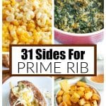 Macaroni and cheese, spinach casserole, baked potato, roasted rutabaga.