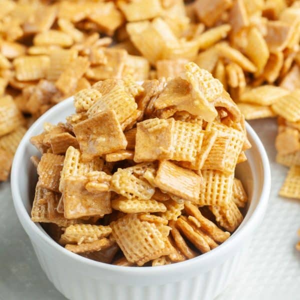 Bowl of chex mix.