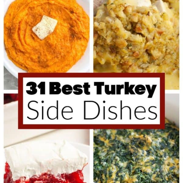 Mashed sweet potatoes, stuffing, cranberries, spinach casserole.