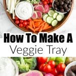 Round tray filled with cut up vegetables.