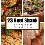 Osso bucco, beef stew, and sliced beef.