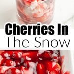 Cup with a creamy cherry dessert.