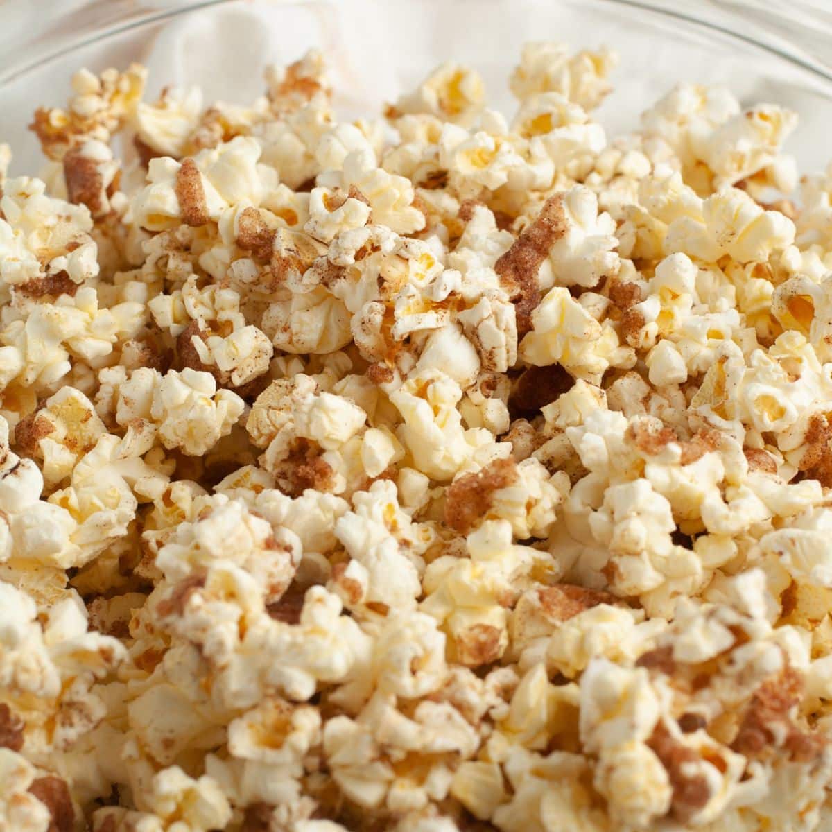 Bowl of cinnamon sugar popcorn.