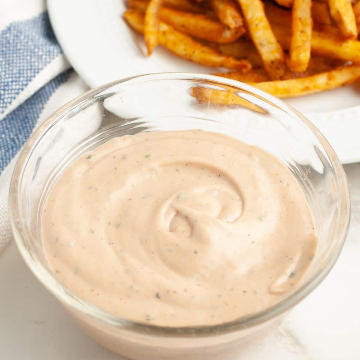 Bowl of BBQ ranch dip. 