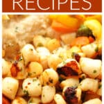 Bay scallops on a plate.