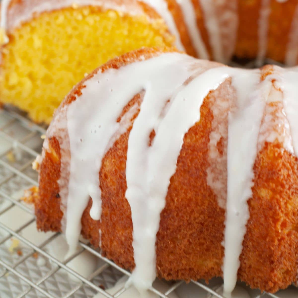 Lemon cake with icing. 