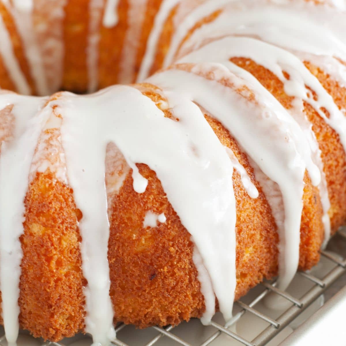 Bundt cake with a glaze. 