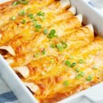 Casserole dish with enchiladas.