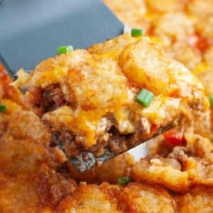 Spatula with tater tot casserole.