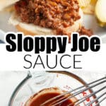 Sloppy joe sandwich and bowl of sauce.