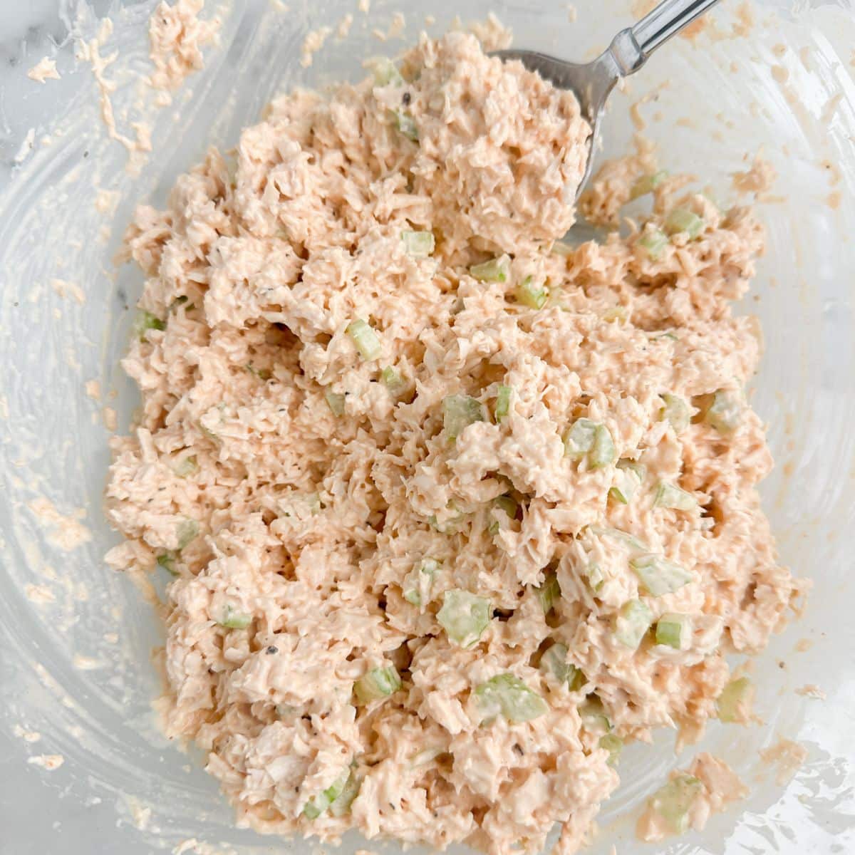 Bowl with buffalo chicken salad.