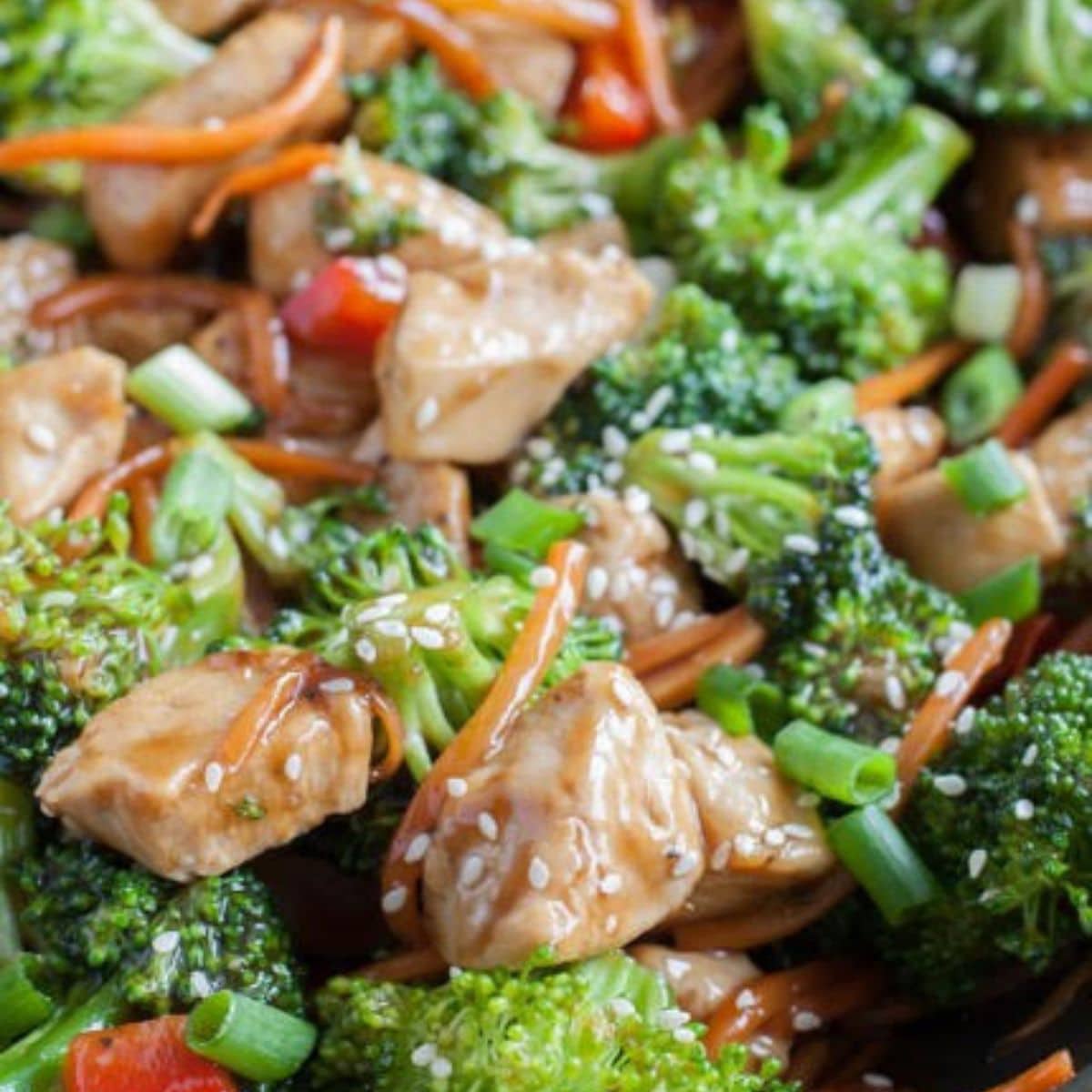 Chicken teriyaki with broccoli. 