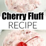 Bowl of cherry fluff topped with a cherry.