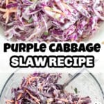 Bowl of purple cabbage slaw.
