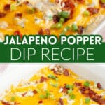Jalapeno popper dip in a baking dish.
