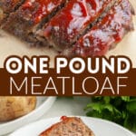 Sliced meatloaf on a plate.
