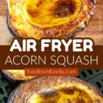 Roasted squash in an air fryer basket.