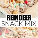 Bowl of white chocolate snack mix.