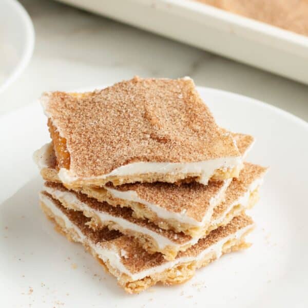 Plate of churro saltine toffee.