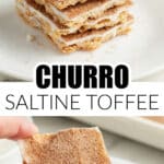 Stack of churro saltine toffee.