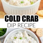 Bowl of cold crab dip with crackers.