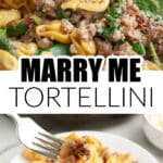 Marry me tortellini with sausage on a plate.