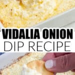 Onion dip with a cracker.