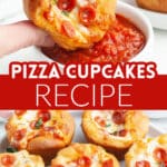 Pizza cupcakes on a plate.