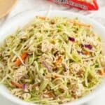Bowl of broccoli slaw.