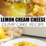 Lemon dump cake on a plate.
