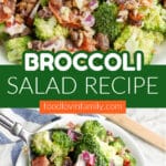 Bowl of broccoli salad.