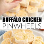 Plate of buffalo chicken pinwheels.