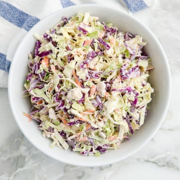 Bowl of blue cheese coleslaw.