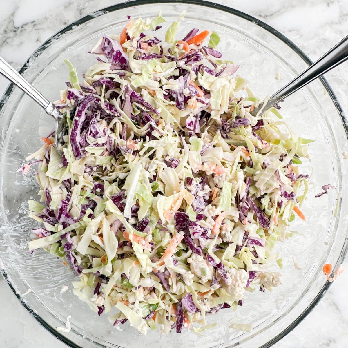 Bowl of blue cheese slaw.