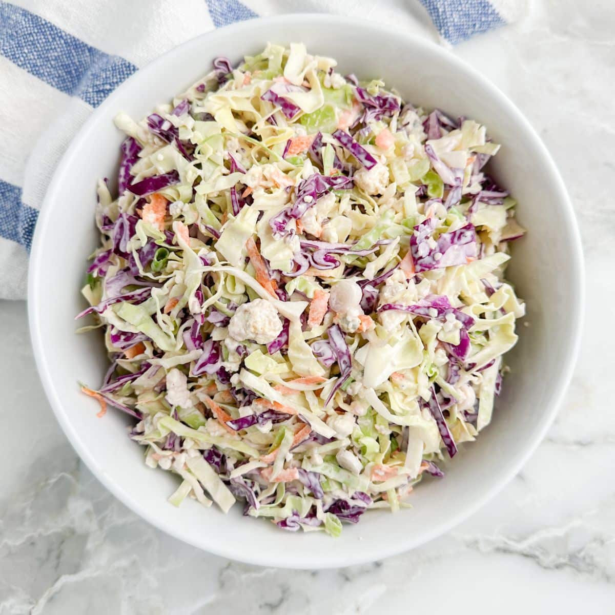 Bowl of blue cheese coleslaw.