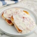 Toast topped with creamed chipped beef.