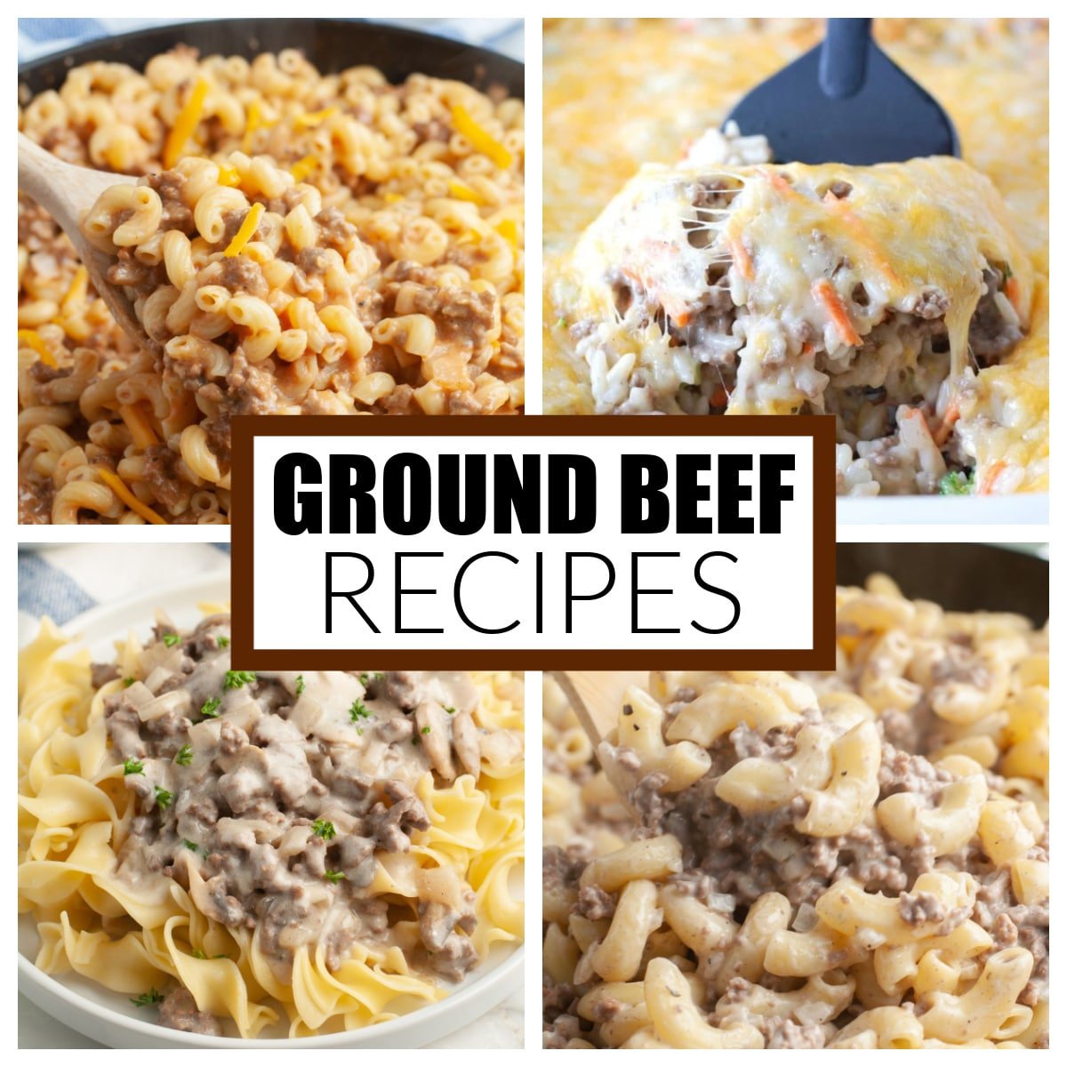Beefy mac and cheese, beef and rice, and hamburger helper. 