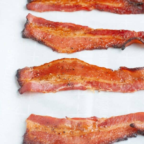 Bacon on a parchment paper.