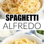 Bowl of spaghetti alfredo.