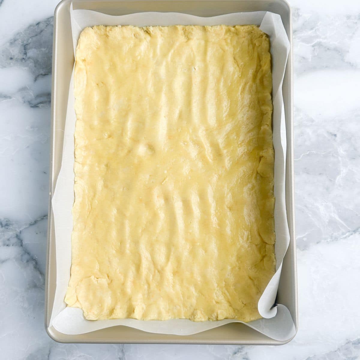 Crust in a baking dish.