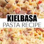 Kielbasa sausage with a spoon.