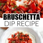 Bruschetta dip in a dish.