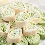 Plate of cucumber pinwheels.