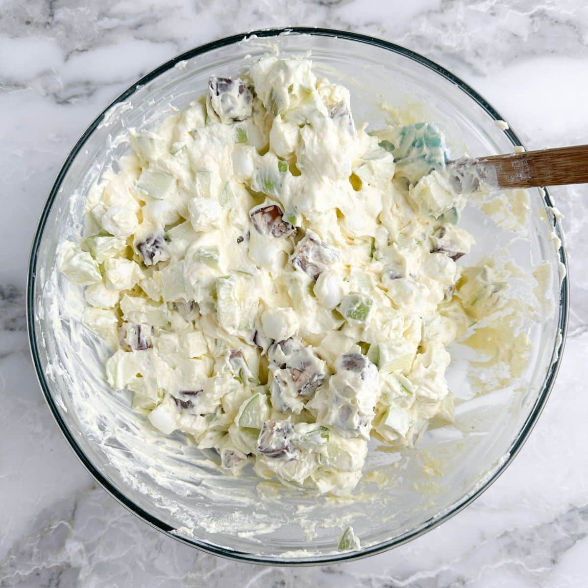 Bowl of Snickers apple salad.